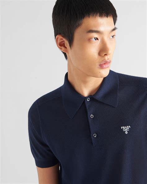 prada cashmere polo|Navy Cashmere Polo Shirt .